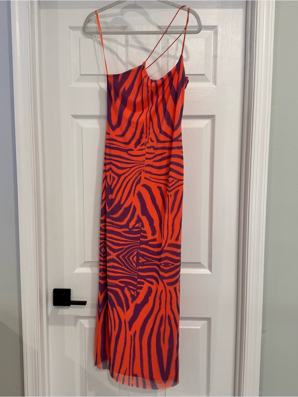 AFRM Orange and Purple Zebra-Print Slip Maxi Dress